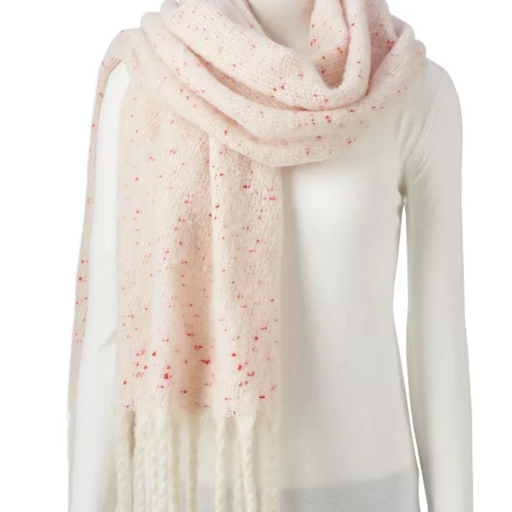 LC Lauren Conrad Chunky Confetti Scarf Wrap - Cream & Pink - One Size